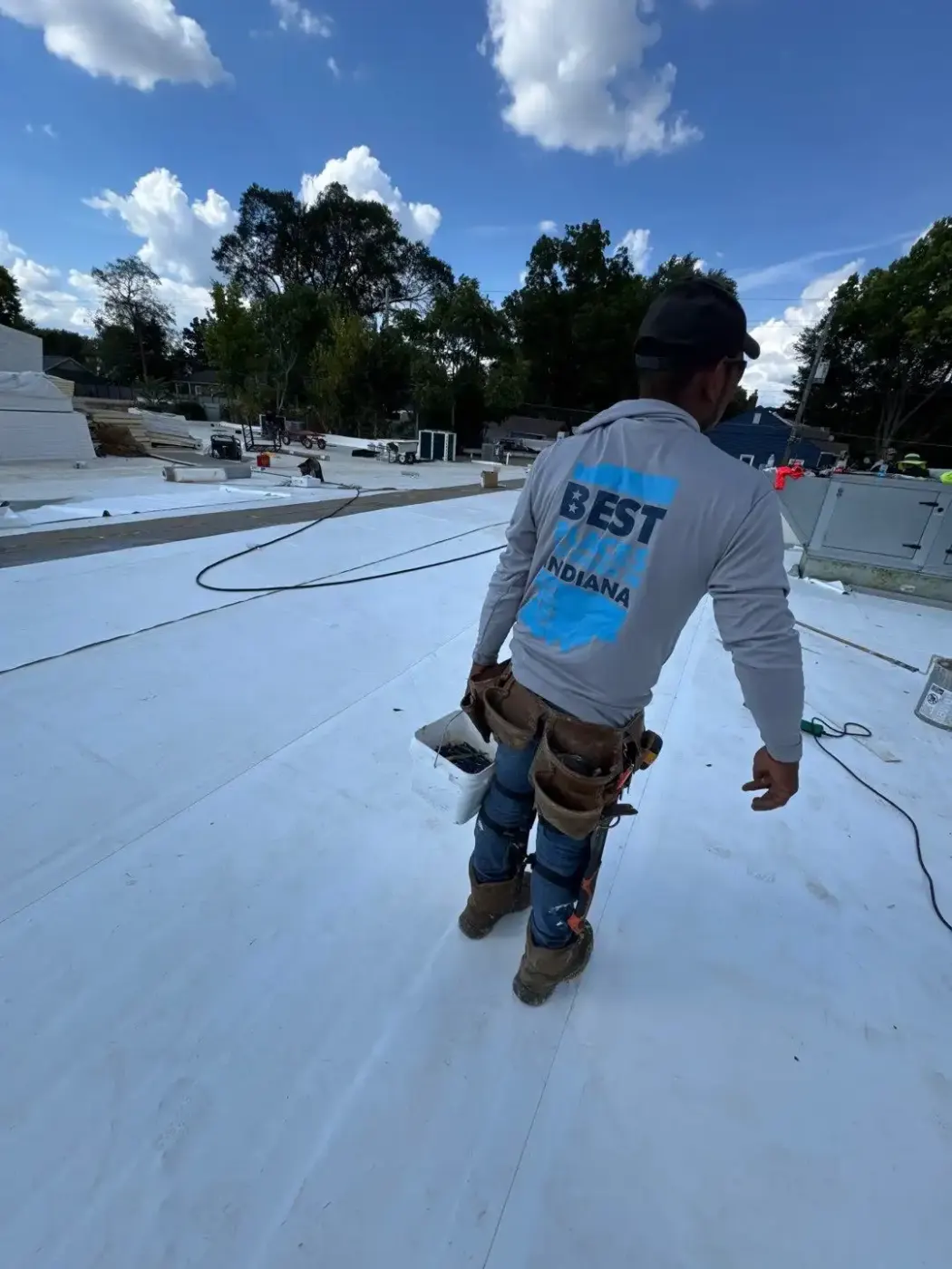 Storm damage documentation on a Monrovia commercial building